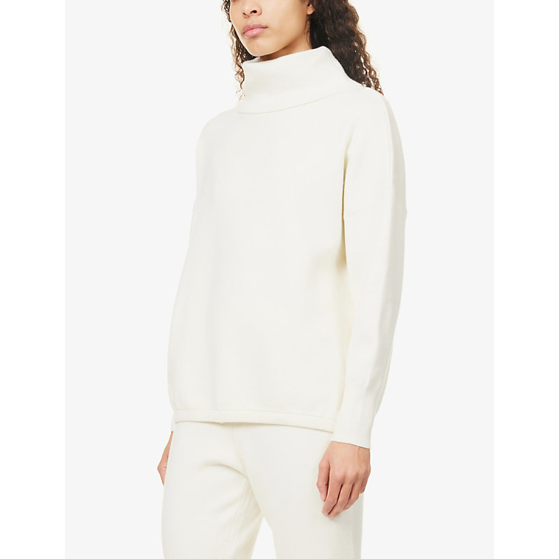 Womens Egret Cavendish Relaxed-fit Stretch-woven Blend Jumper