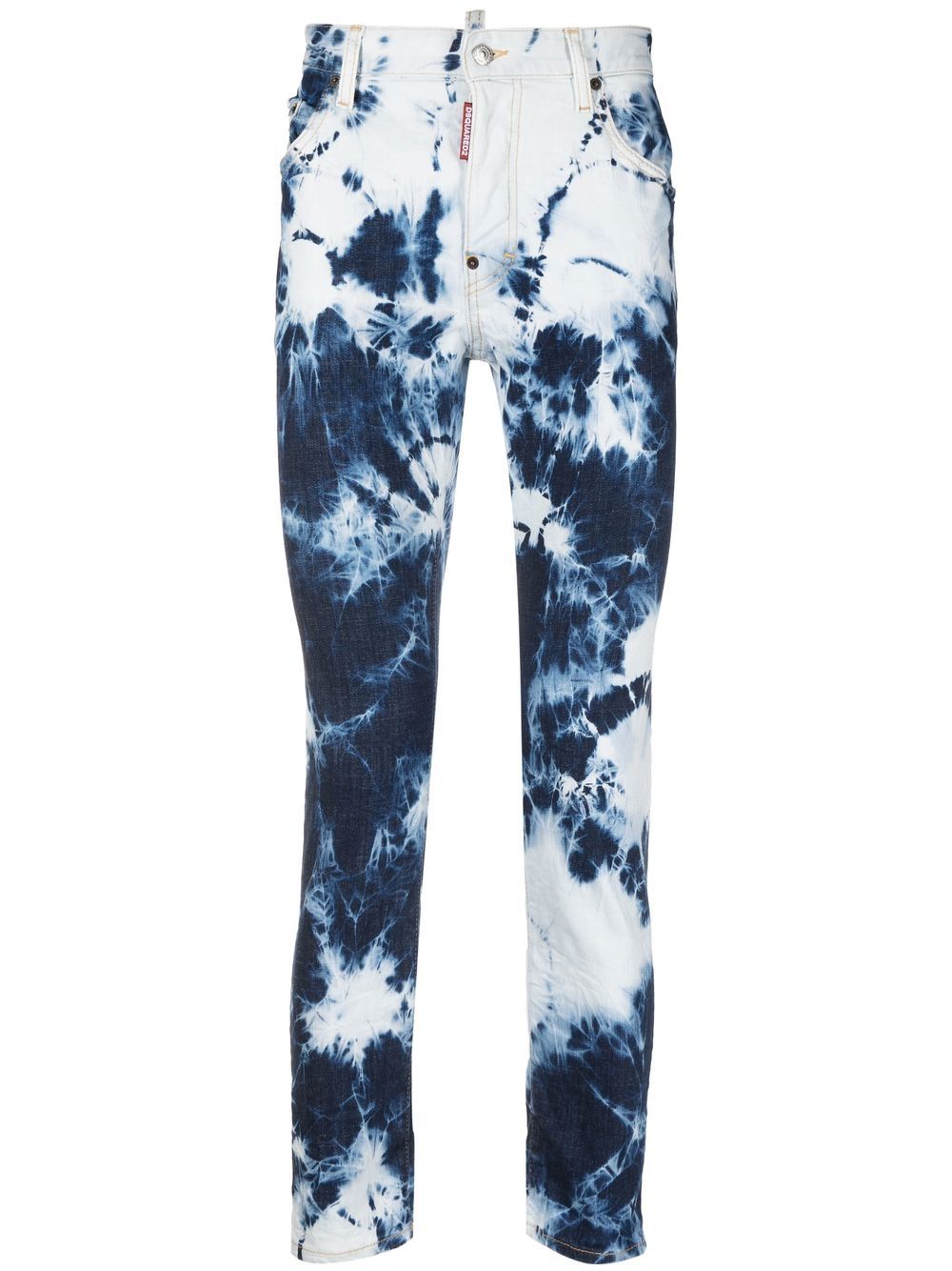 Tie-dye print straight trousers - Blue