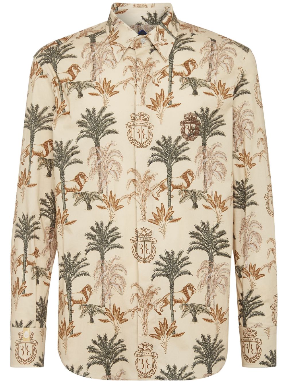 Graphic-print cotton shirt - Neutrals