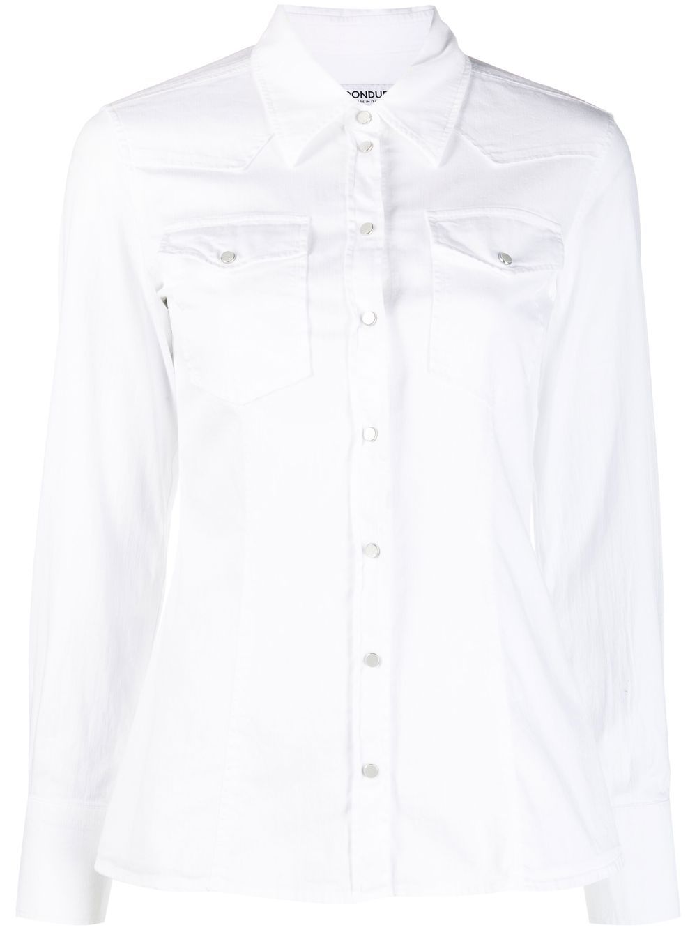 Long-sleeved stretch-cotton shirt - White