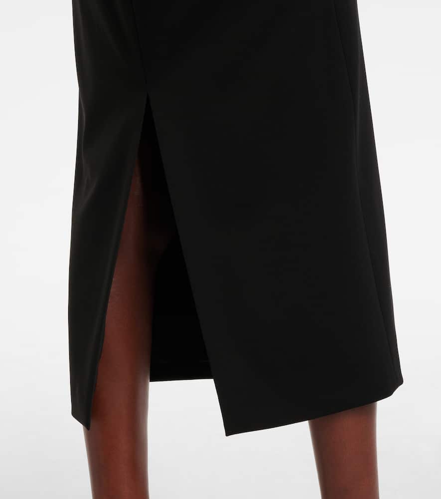 Floral-appliqué midi skirt