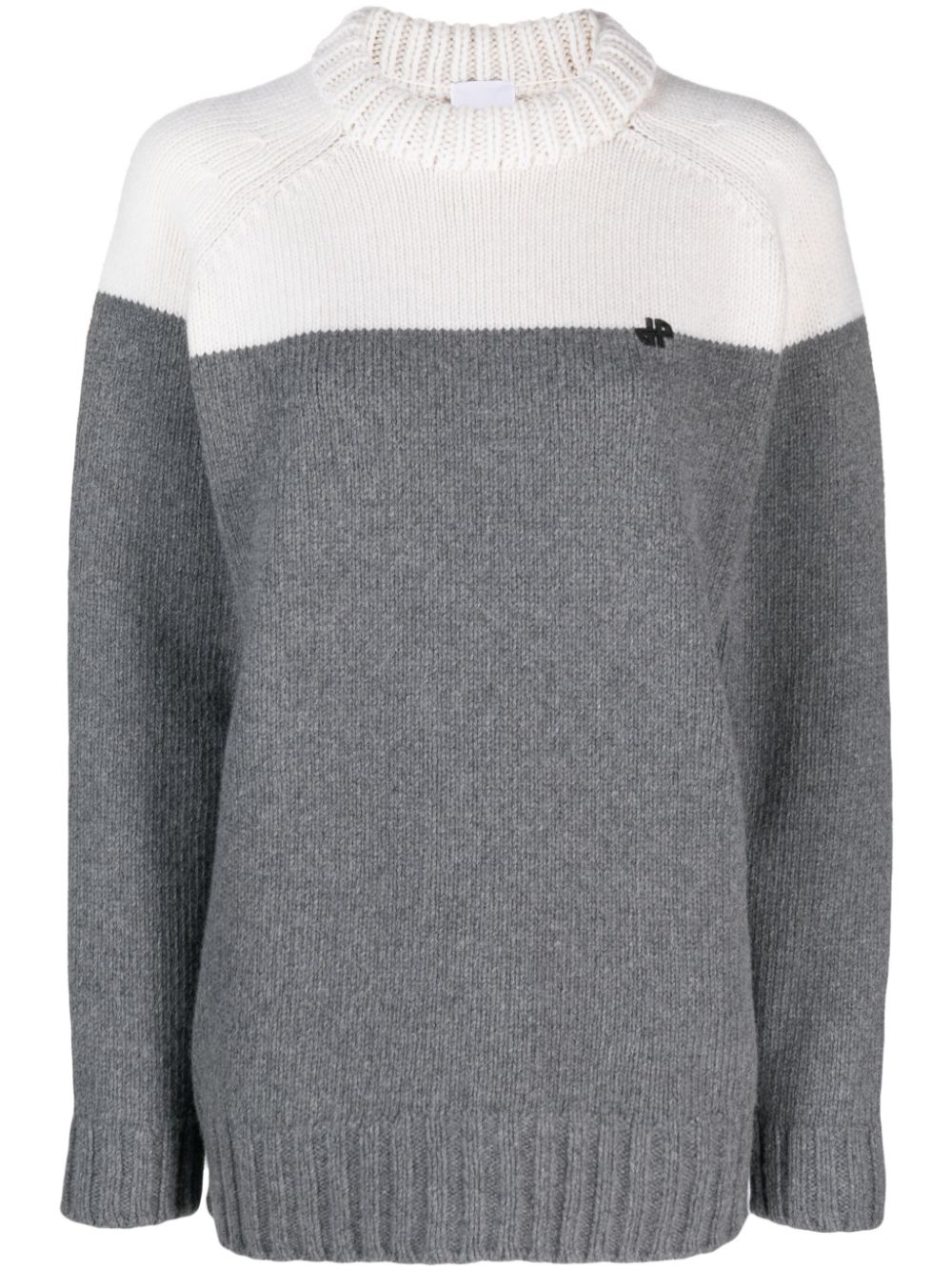 Merino-blend colour-block jumper - Grey