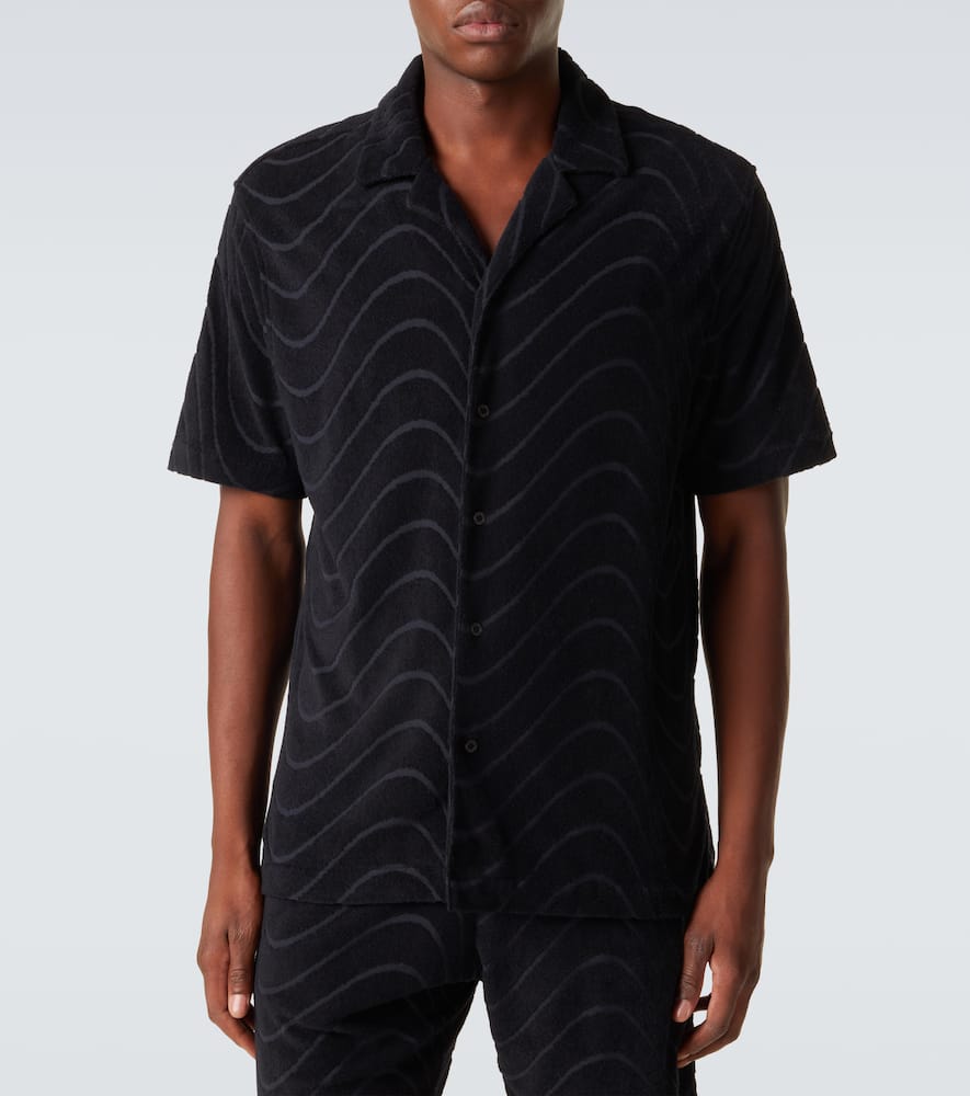 Embroidered cotton-blend terry shirt