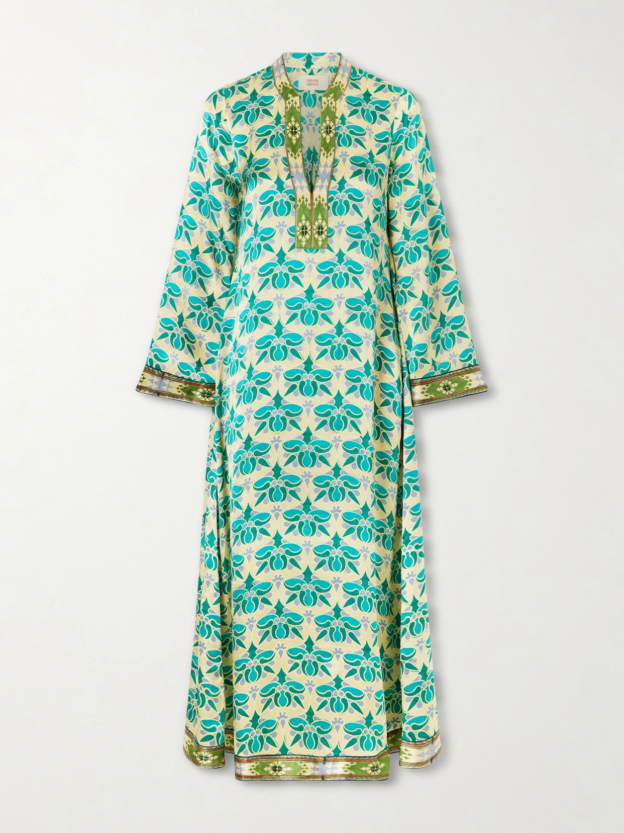 Jenna Jewelry Mare Printed Silk-satin Midi Dress - Turquoise