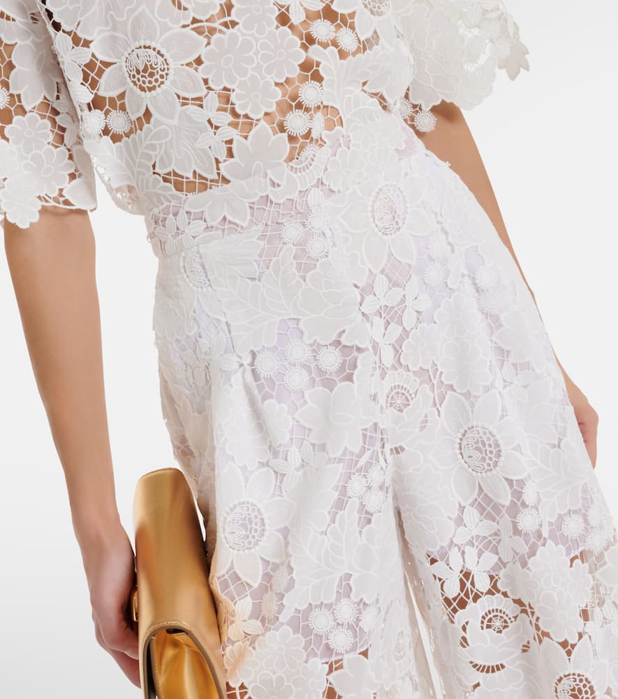 High-rise wide-leg lace pants