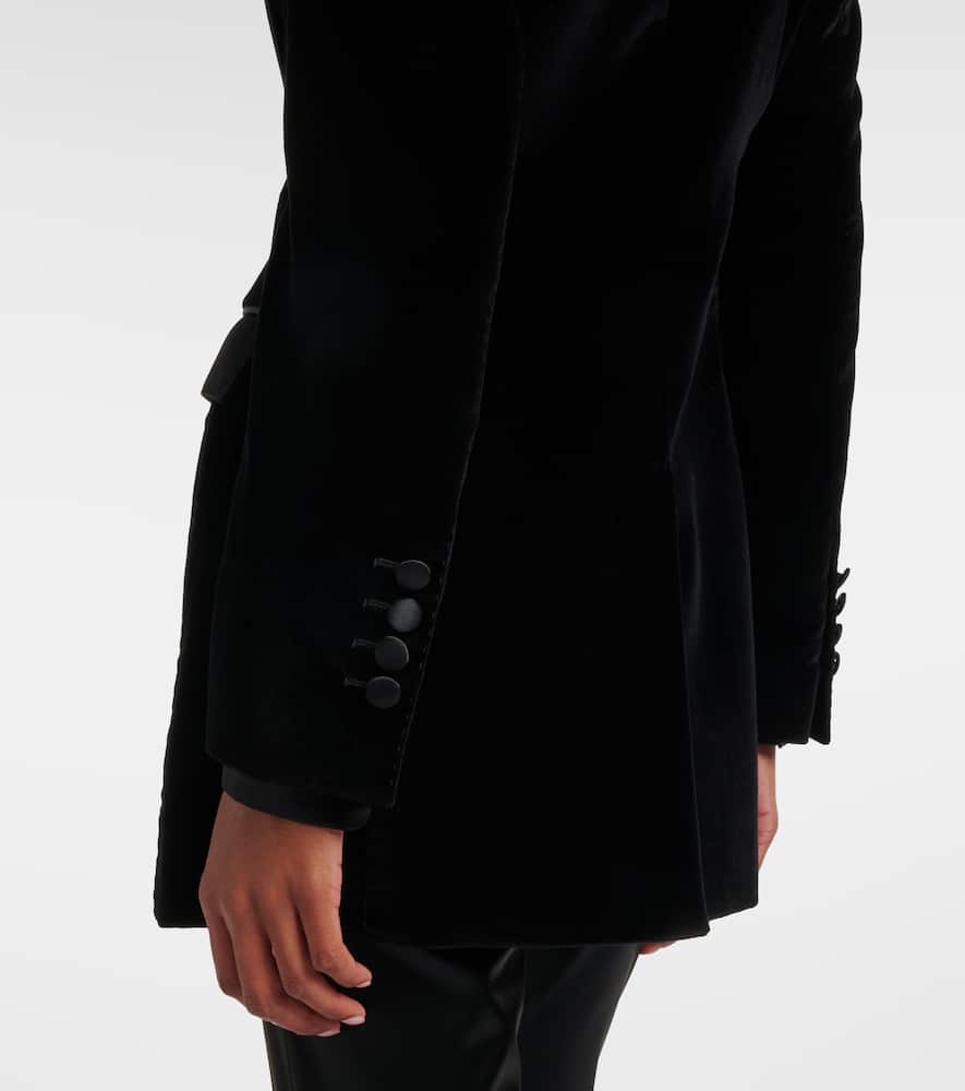 Cotton-blend velvet tuxedo jacket