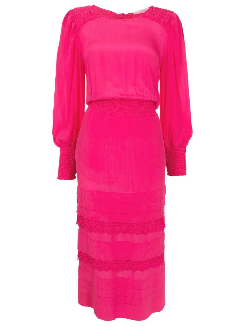 Aretha lace-trim midi dress - Pink