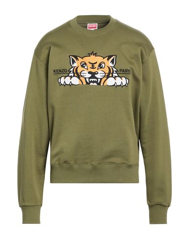 Man Sweatshirt Military green Size S Cotton
