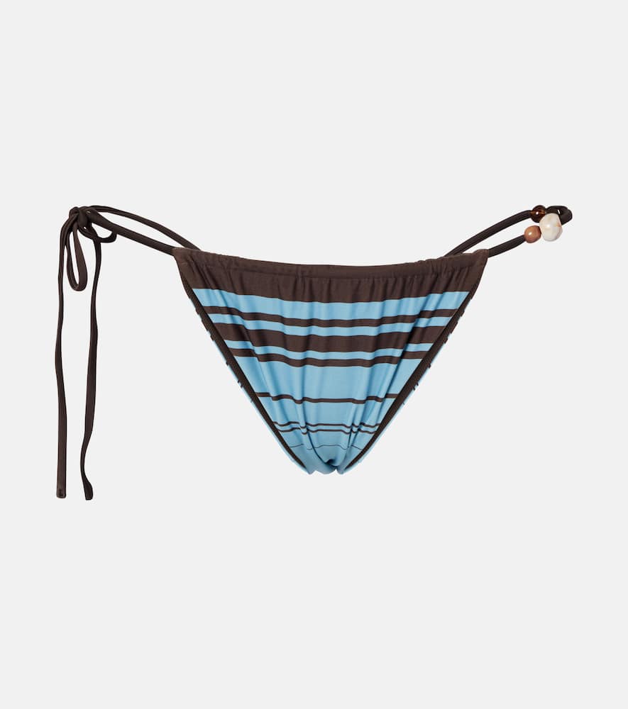 Rioja beaded striped bikini bottoms