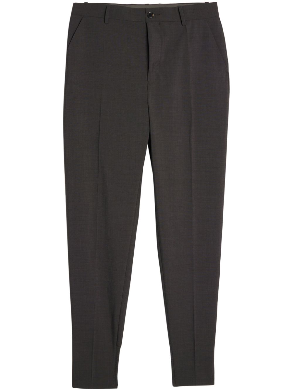 Logo-appliqué tapered cotton trousers - Grey