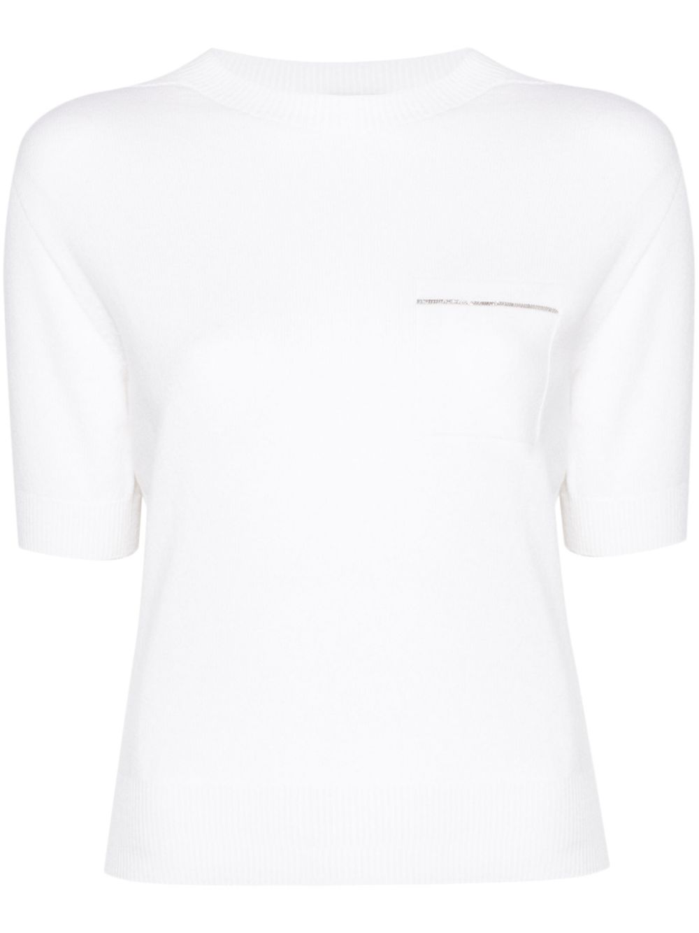Bead-embellished knitted top - White