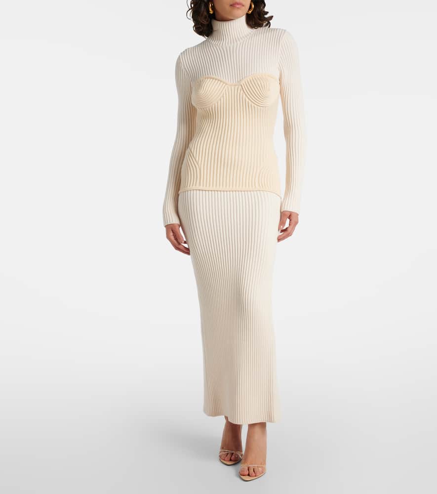 Ribbed-knit wool-blend maxi dress