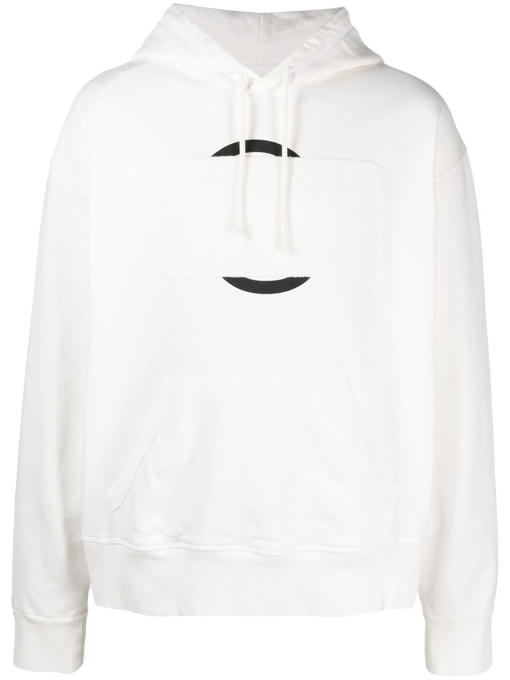 Patch design cotton hoodie - Black