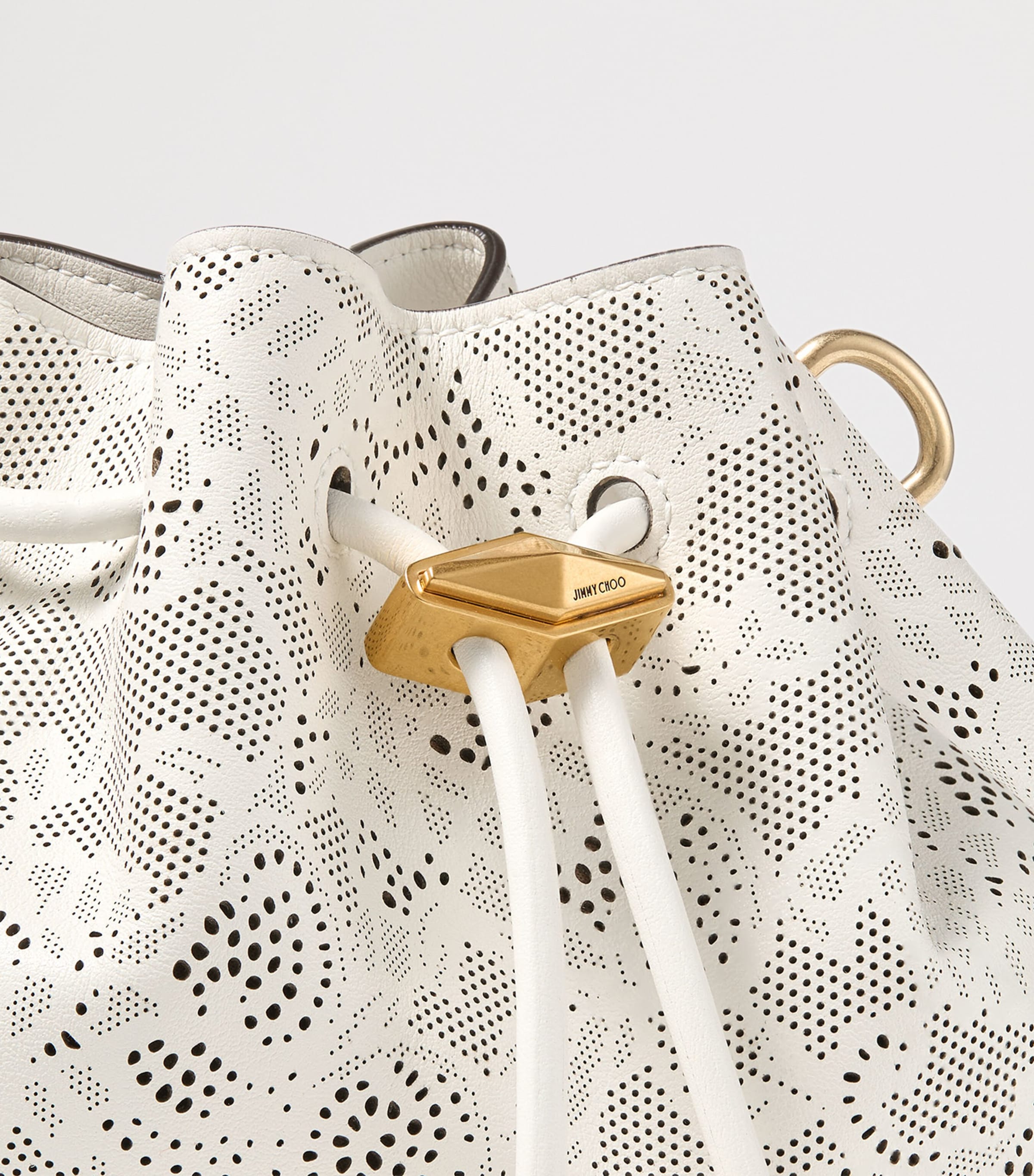 Small Perforated Leather Cinch Shoulder Bag