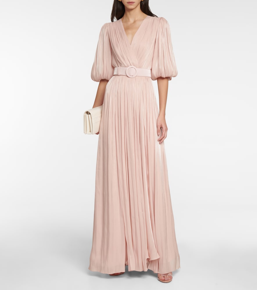 Costarellos Brennie iridescent georgette gown