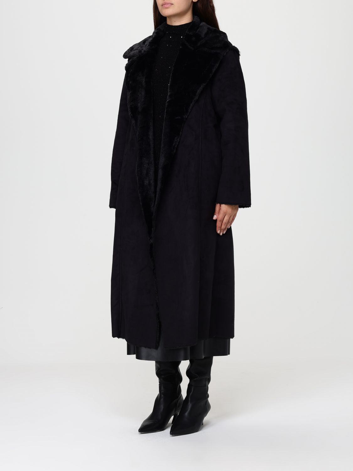 Fur Coat Woman color Black