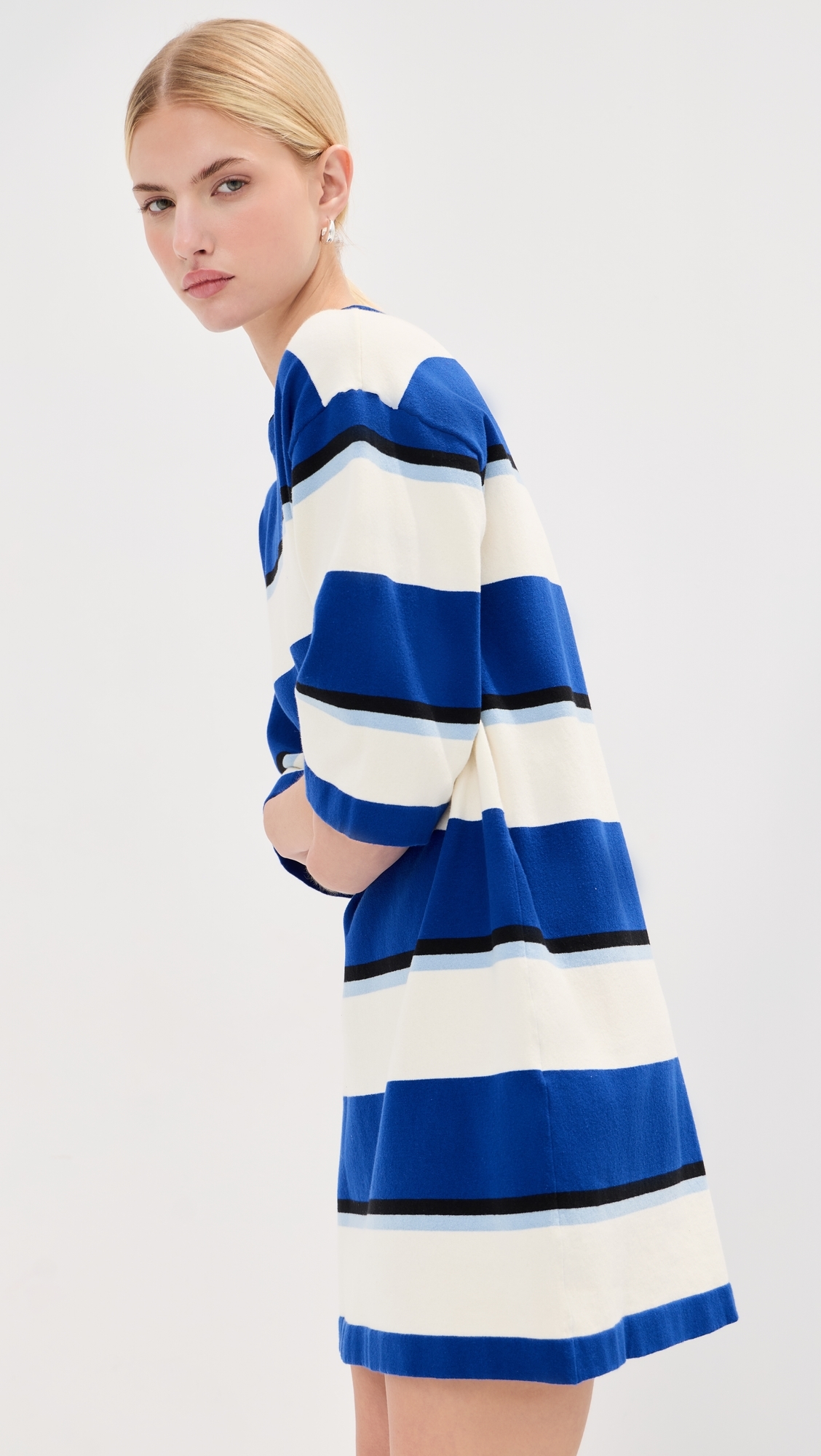 Mara Rugby Tee Dress Royal Blue/White