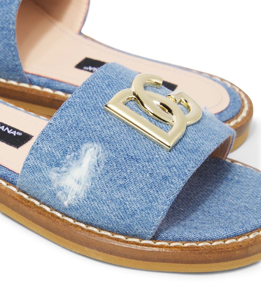 DG distressed denim slides