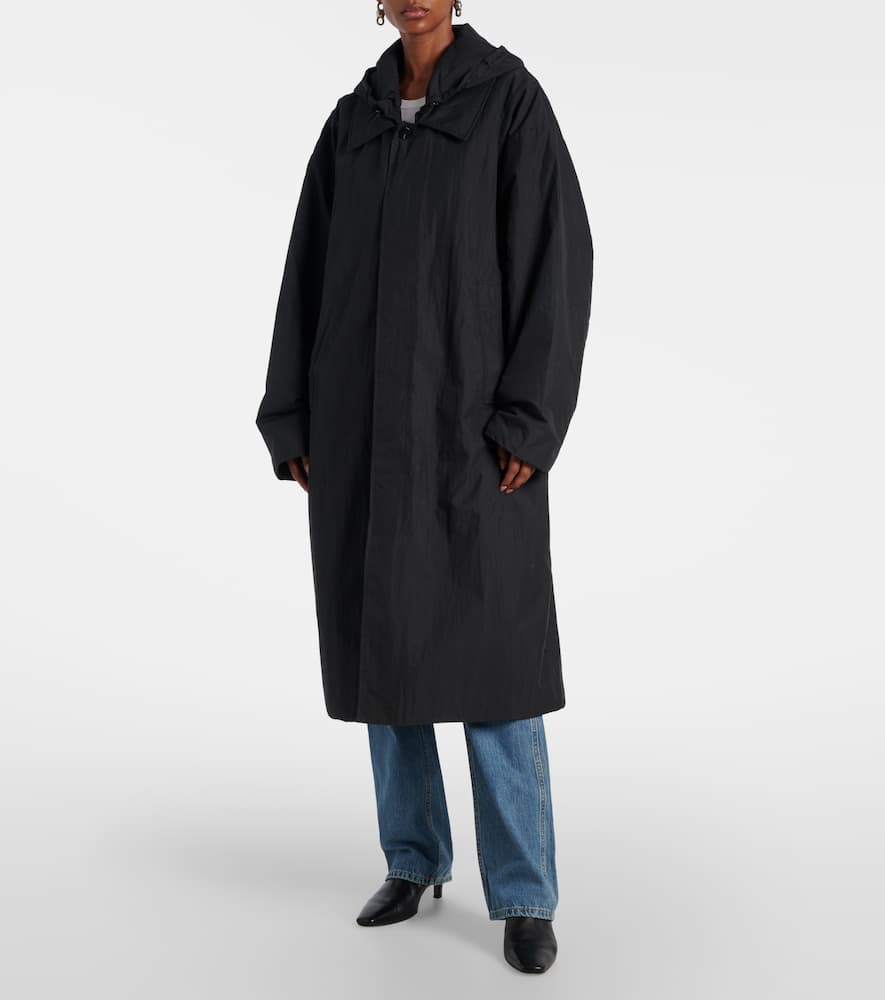 Hooded cotton-blend coat