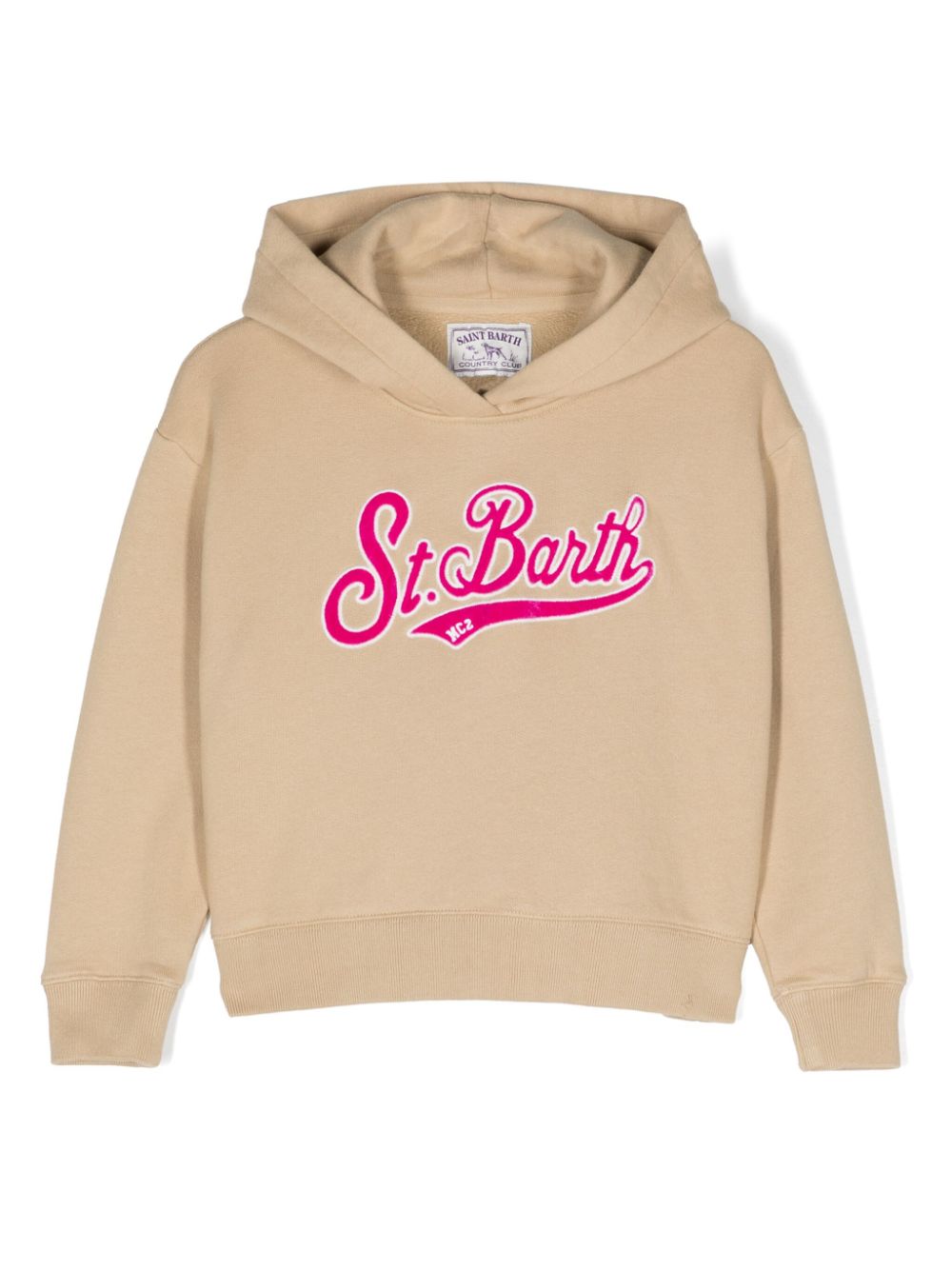 Logo-flocked cotton hoodie - Pink
