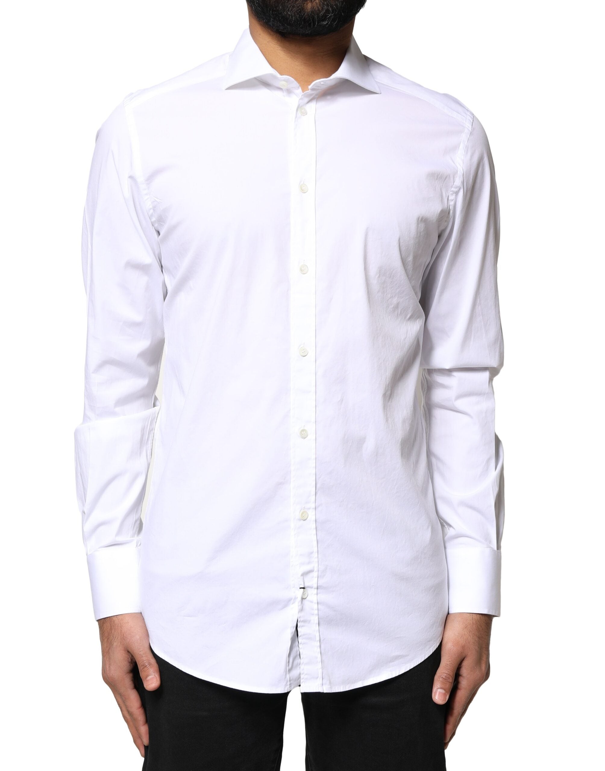 Cotton-Elastane Dress Shirt — White