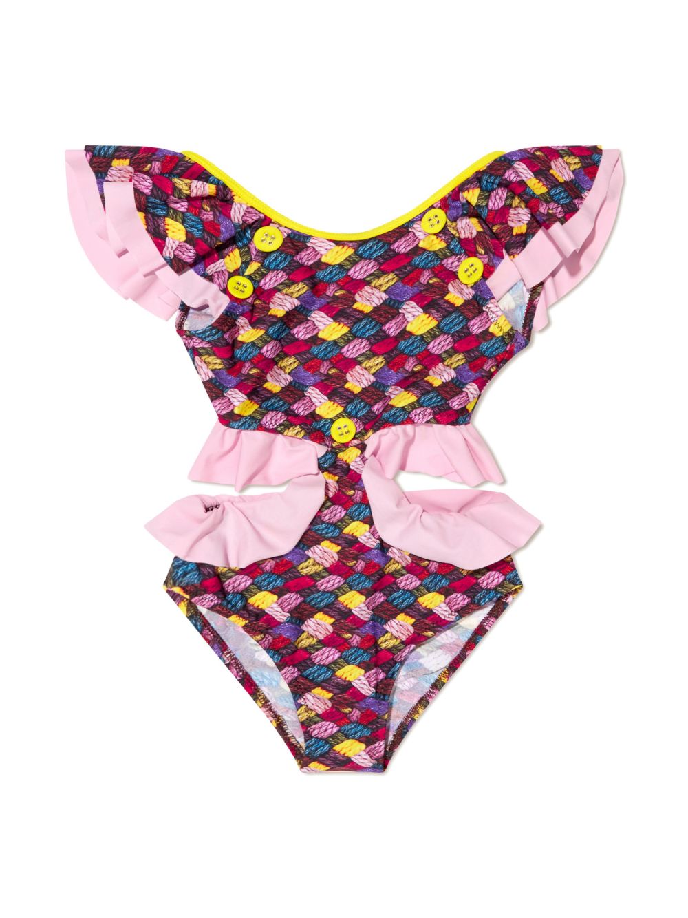 Cut-out detail ruffled swimsuit - Pink