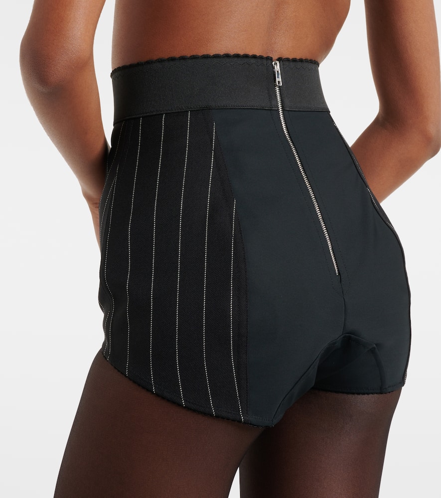 Pinstripe wool-blend shorts