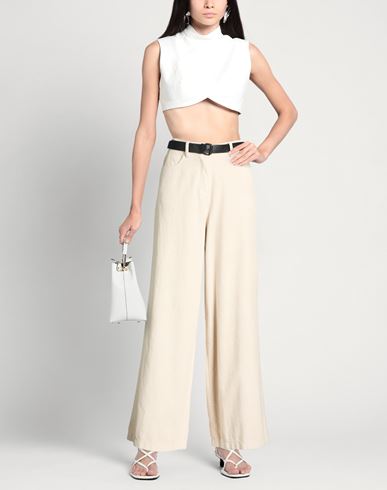Woman Pants Cream Size M Cotton, Elastane