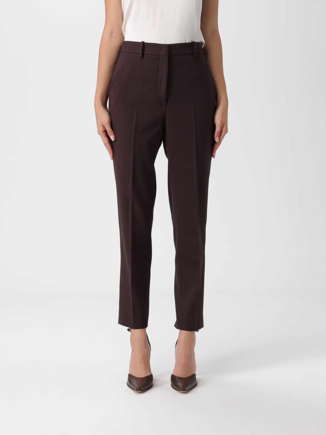 Cropped virgin-wool trousers - Black