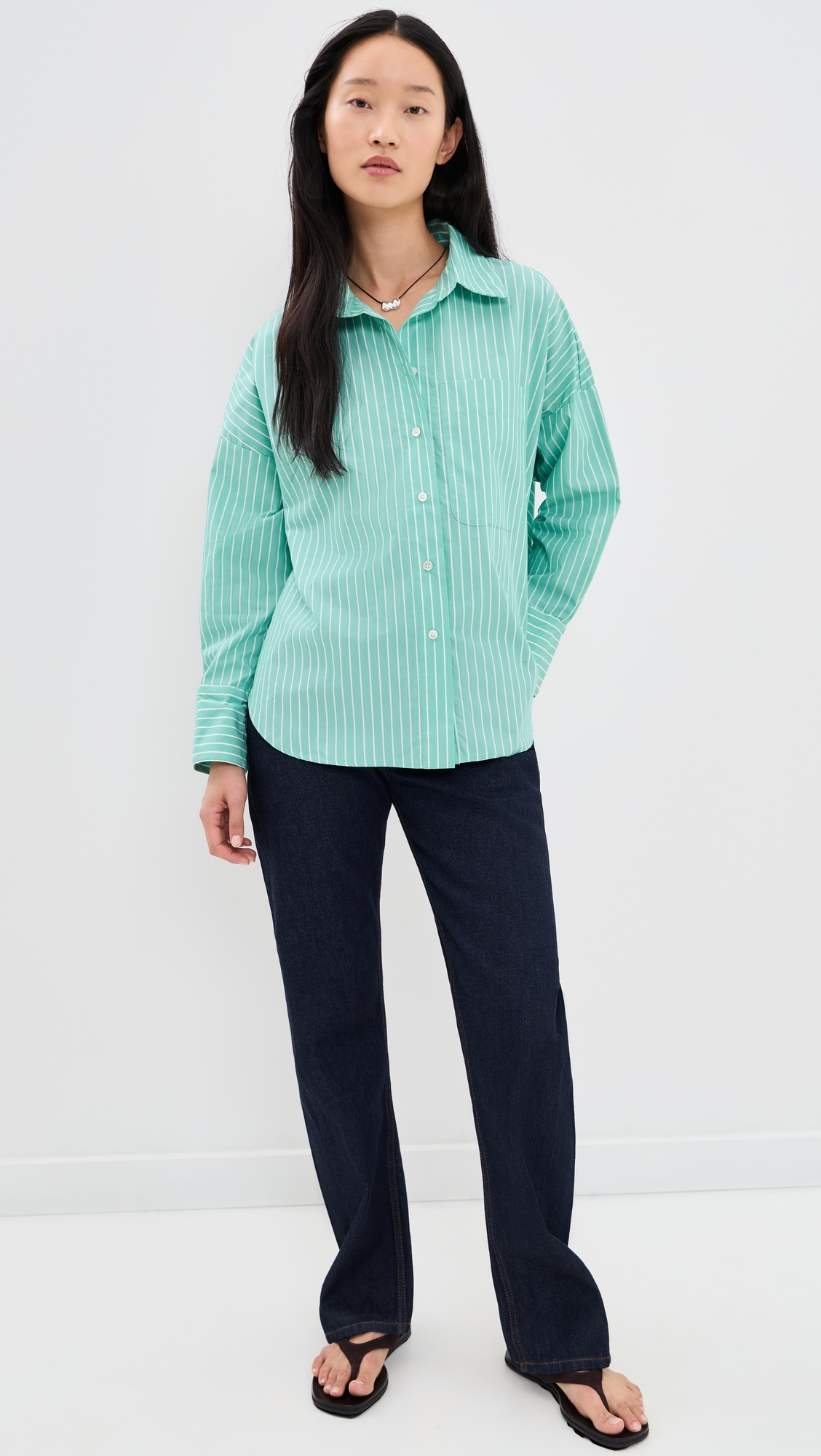 Brady Button Down Shirt Turquoise Stripe