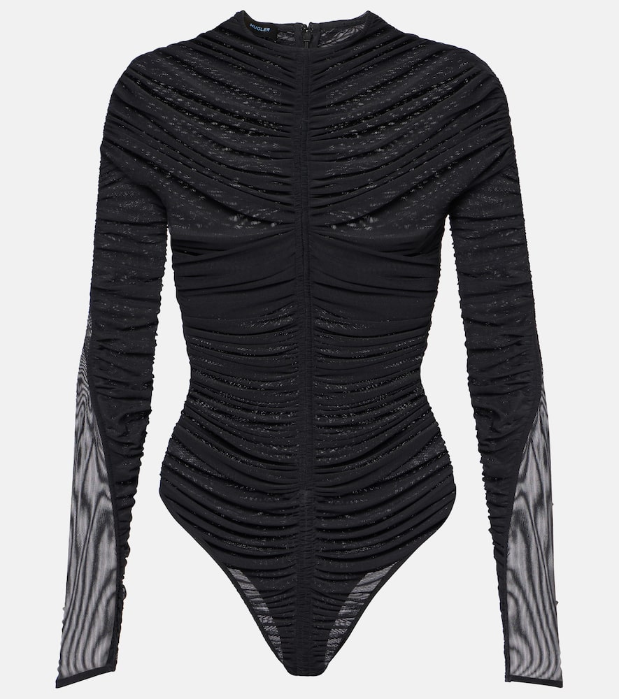 Sheer ruched bodysuit