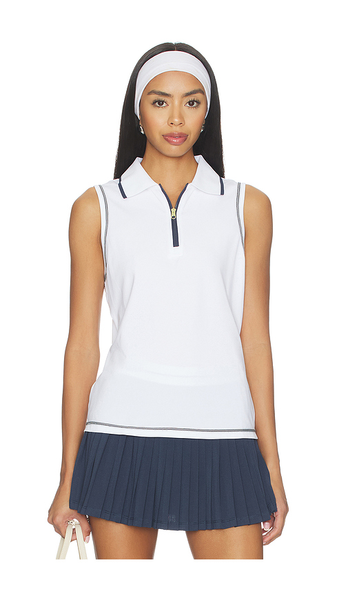 Varley Cammie Performance Tank Top in White & Blue Night. S also in