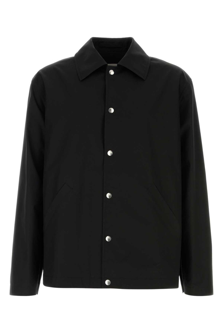 -Overshirt With Logo Print Giacche Nero-Uomo