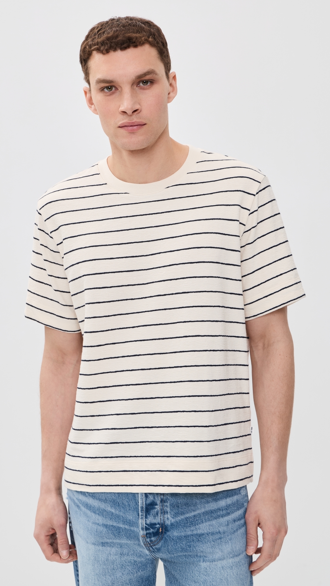 Pedro Textured Stripe Tee Navy Blue