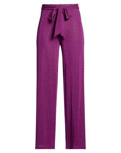 Woman Pants Mauve Size L Viscose, Polyester, Elastane