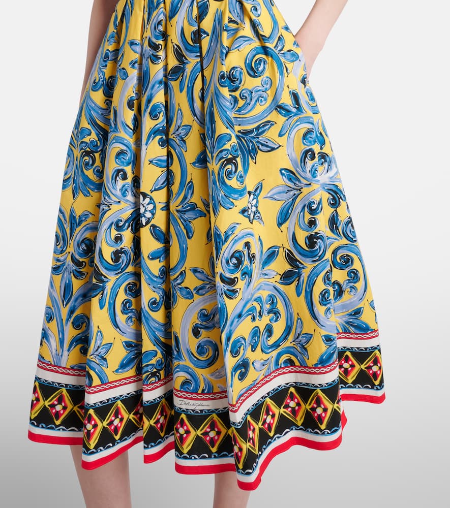 Pleated printed midi dress