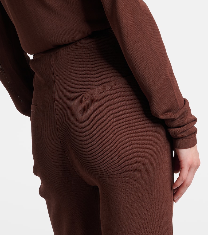 Ribbed-knit flared pants