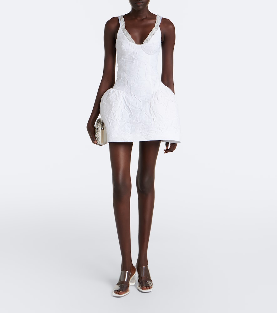 Crinkled cotton-blend minidress