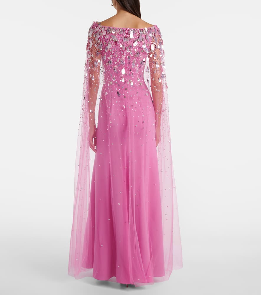 Bittersweet beaded caped gown
