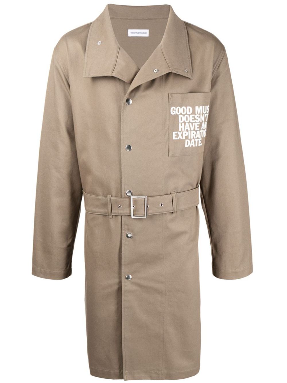 Graphic-print trench coat - Brown