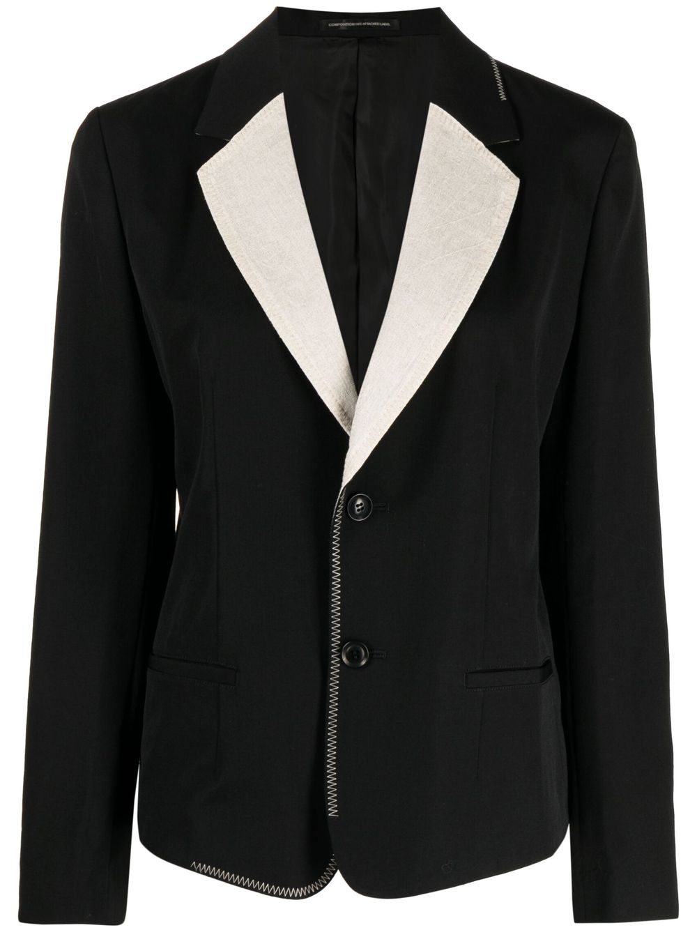 Single-breasted wool blazer - Black