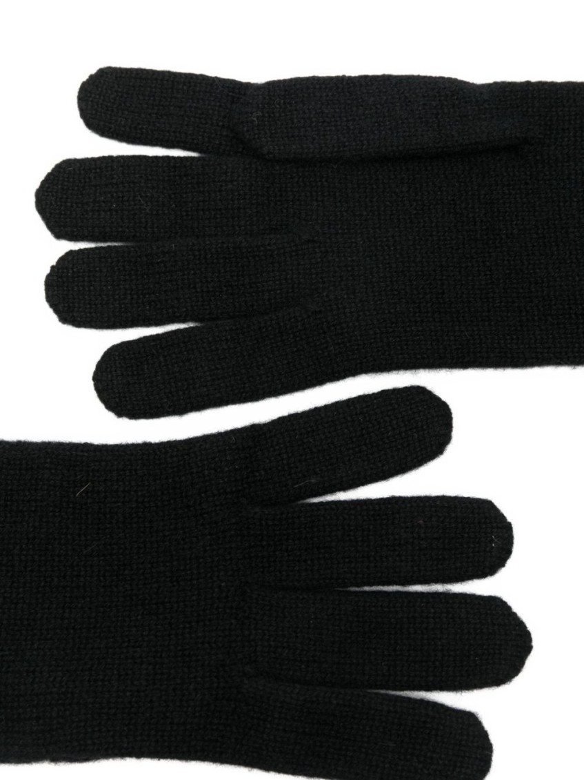 Black Solid Knitted Gloves
