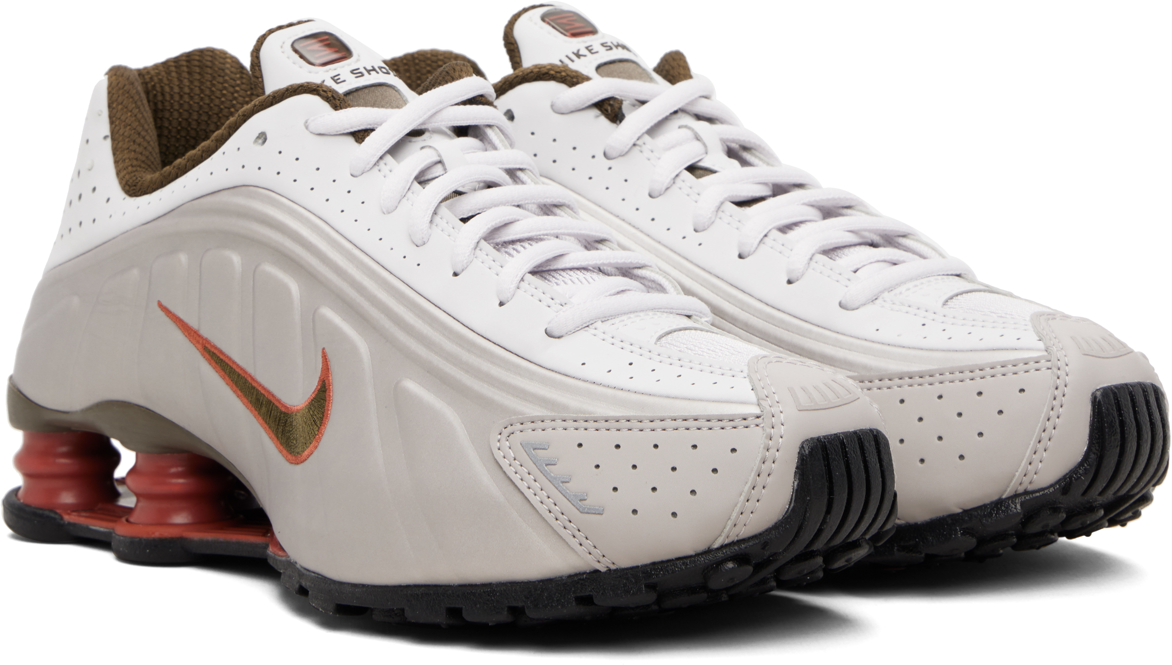 Taupe & Gray Shox R4 Sneakers