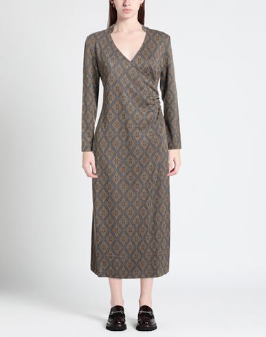 Niū Woman Midi dress Grey Size L Viscose, Polyamide, Metal, Elastane, Modal