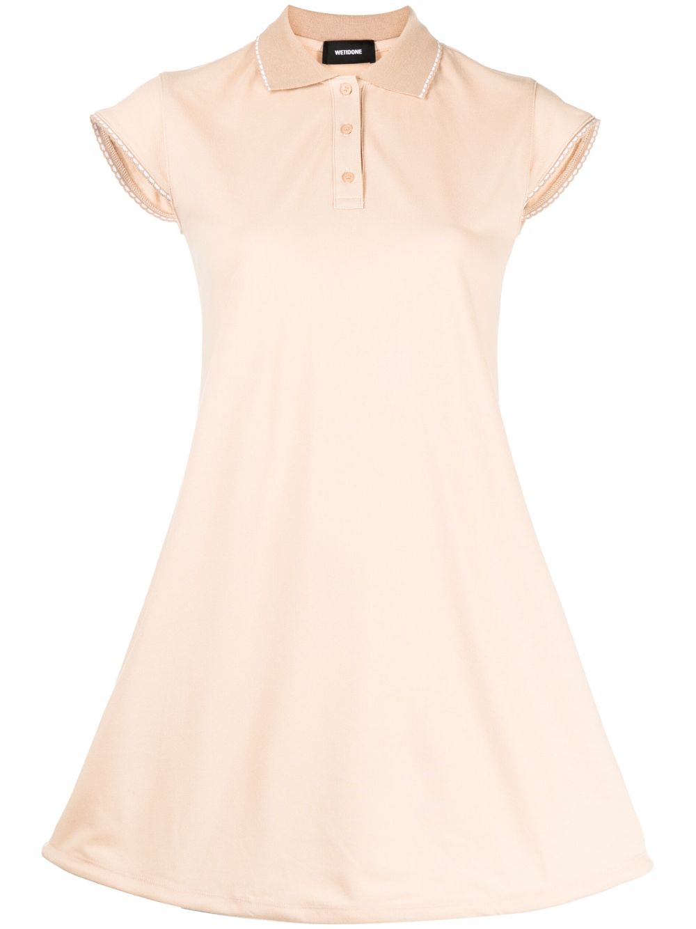 Contrasting-trim flared cotton dress - Brown