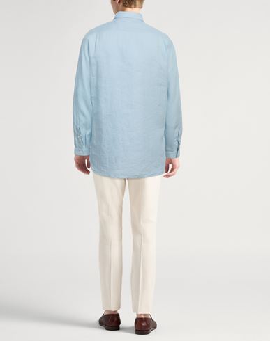 Lardini Man Shirt Sky blue Size L Linen