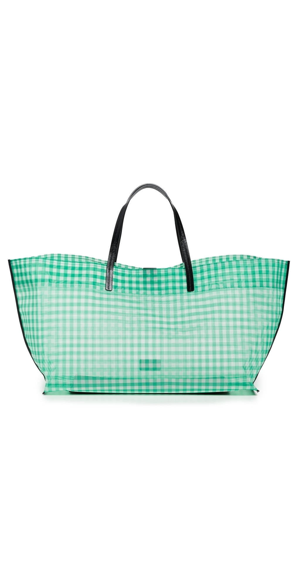 STAUD Christos Large Mesh Tote Jade Gingham One Size