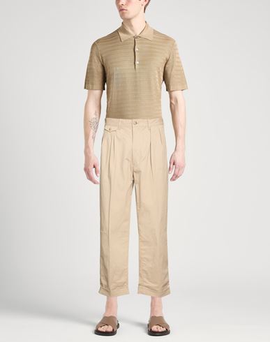 Man Pants Khaki Size L Cotton, Polyurethane