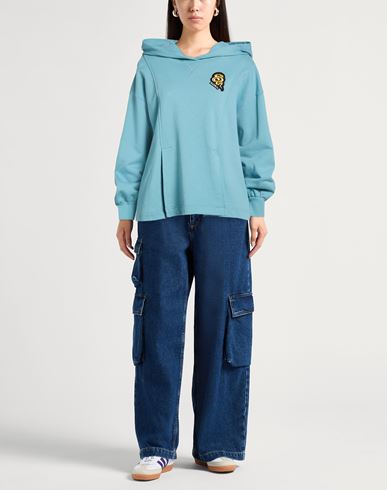 Woman Sweatshirt Turquoise Size L Cotton