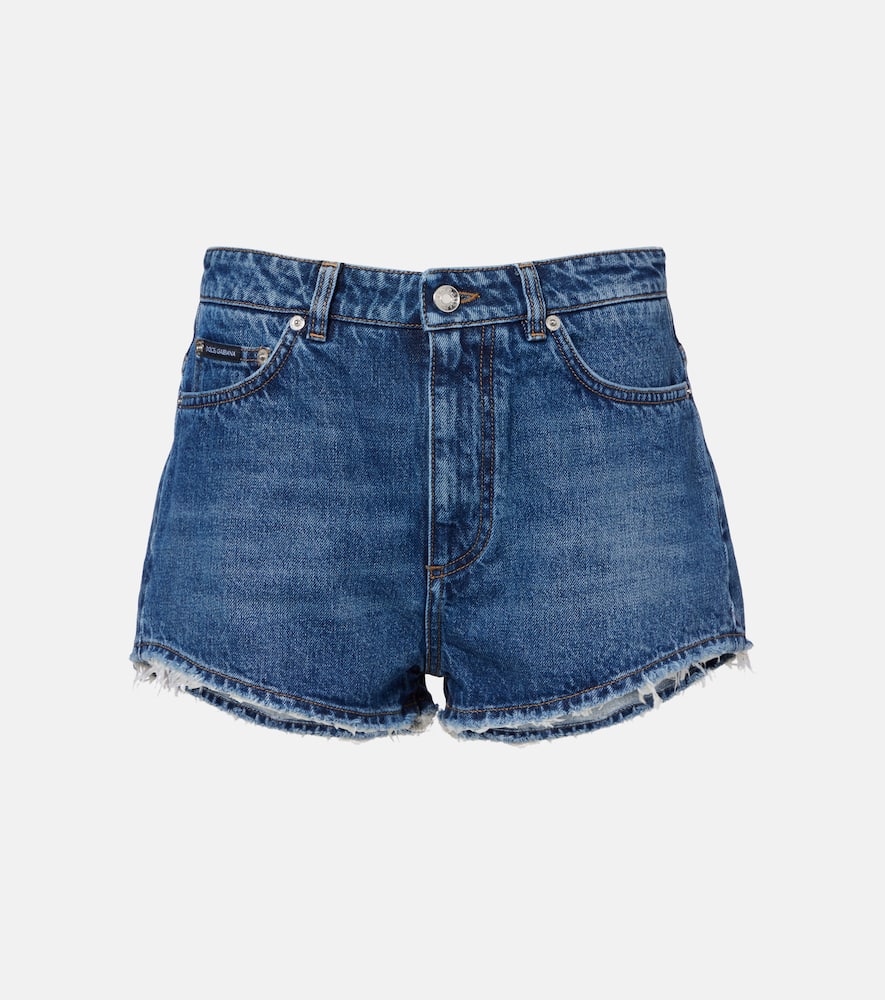 Frayed denim shorts